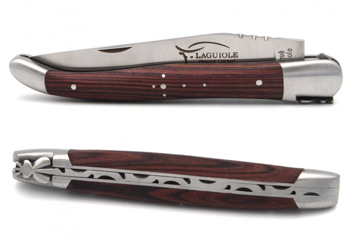 Laguiole pocket knife 12 cm, forged bee, purplewood handle with matt bolsters