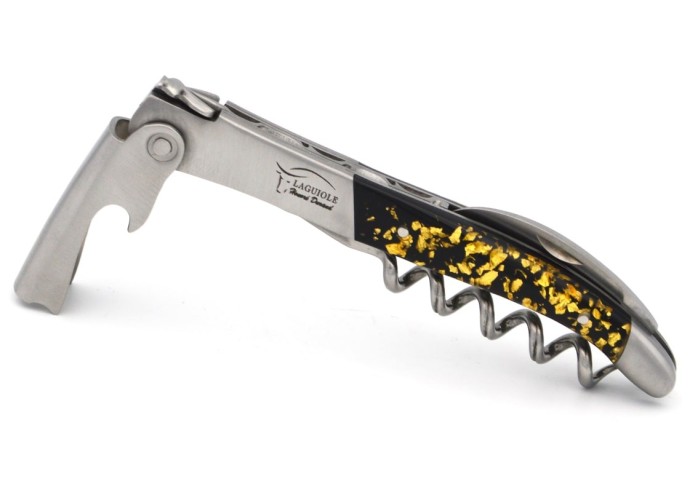 Laguiole wine opener Honoré Durand | Gold foil inclusion handle