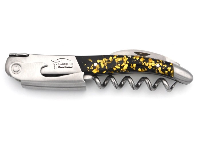 Laguiole wine opener Honoré Durand | Gold foil inclusion handle