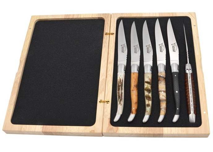 Coffret de couteaux de table de Laguiole manches galbés mixtes