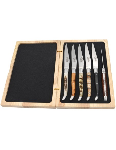 Coffret de couteaux de table de Laguiole manches galbés mixtes