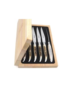 Couteaux à steak Laguiole, manche galbé en pointe de corne foncée