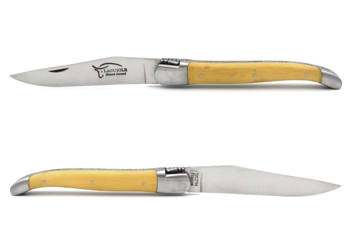 Laguiole pocket knife, 12 cm, welded bee, boxwood handle with matt bolsters