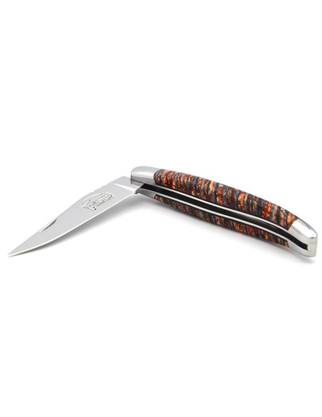 Laguiole pliant en molaire de mammouth rouge