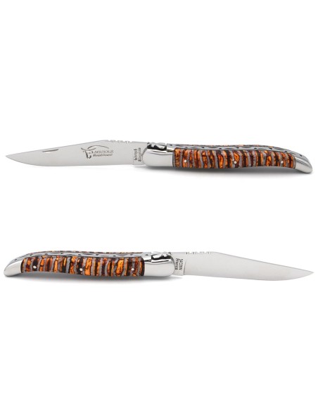Laguiole Klappmesser 12cm, Orange Griff aus Mammutmolar