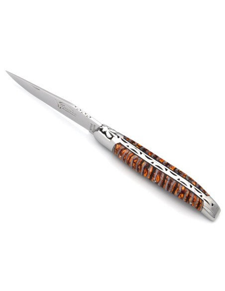 Laguiole Klappmesser 12cm, Orange Griff aus Mammutmolar