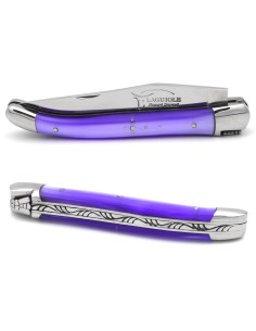 Laguiole Klappmesser, 11cm, Griff aus Acryl, Perlmutt violett