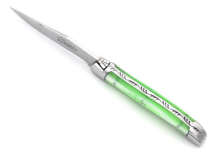 Laguiole pliant 11 cm, manche en acrylique nacré vert