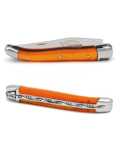 Laguiole Klappmesser, 11cm, Griff aus Acryl, Perlmutt orange