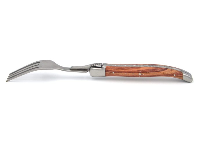 Coffret de fourchettes de table Laguiole, finition inox brillant, manche galbé en bois divers