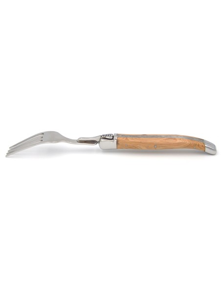 Laguiole Tafelgabeln, Heftbacken aus glänzendem Edelstahl, breiterer Griff aus Verschiedene Holzarten