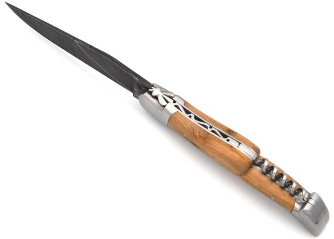 Laguiole pliant 12cm, abeille forgée, lame & tire-bouchon, cade