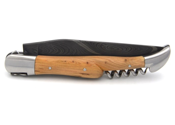 Laguiole pliant 12cm, abeille forgée, lame & tire-bouchon, cade