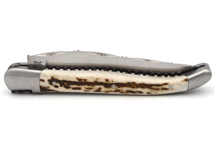 Laguiole pliant 12cm, ciselage dessus dessous et doubles platines