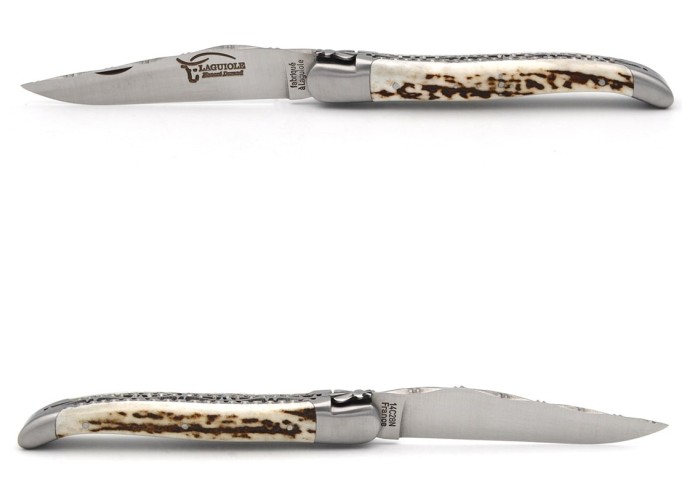 Laguiole pliant 12cm, ciselage dessus dessous et doubles platines