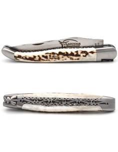 Laguiole pliant 12cm, ciselage dessus dessous et doubles platines
