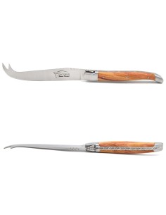 Laguiole Käsemesser, Heftbacken aus mattem Edelstahl, breiterer Griff aus Rosenholz
