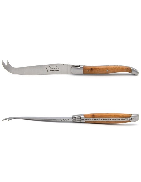 Couteau à fromage avec mitres inox matet manche en genévrier