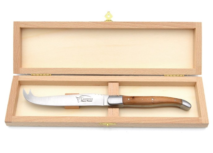 Couteau à fromage avec mitres inox matet manche en genévrier