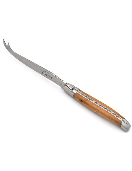 Couteau à fromage avec mitres inox matet manche en genévrier