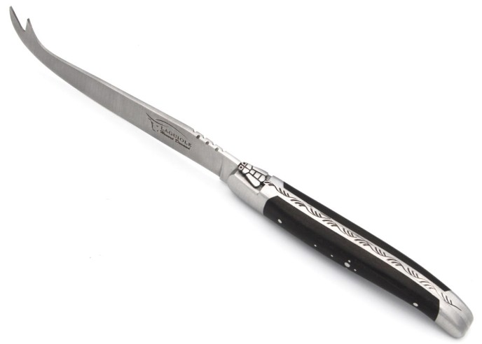Couteau à fromage avec mitres inox mat et manche bois d'ébène