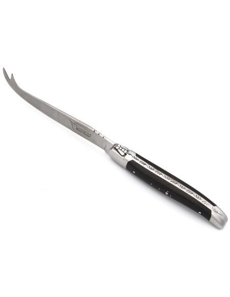 Laguiole Käsemesser, Heftbacken aus mattem Edelstahl, breiterer Griff aus Ebenholz