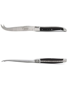 Laguiole Käsemesser, Heftbacken aus mattem Edelstahl, breiterer Griff aus Ebenholz