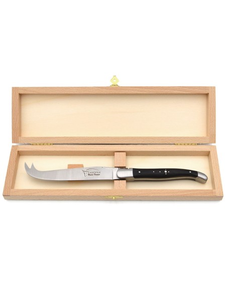 Couteau à fromage avec mitres inox mat et manche bois d'ébène