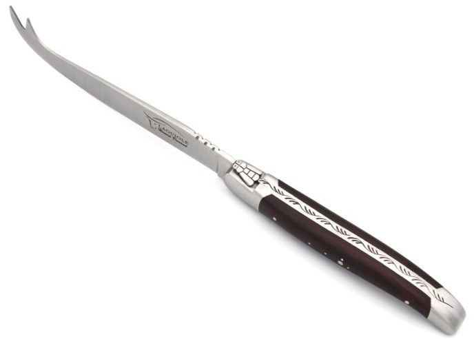 Couteau à fromage avec mitres inox mat et manche bois de violette