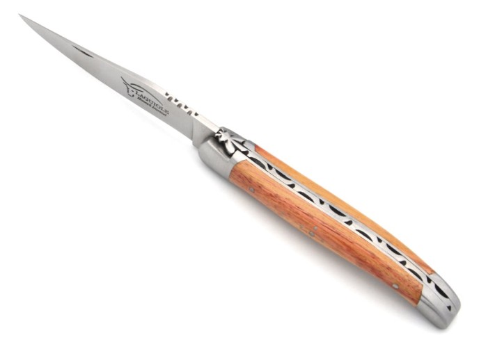 Laguiole pliant abeille forgée massive, 11 cm, manche en bois de rose