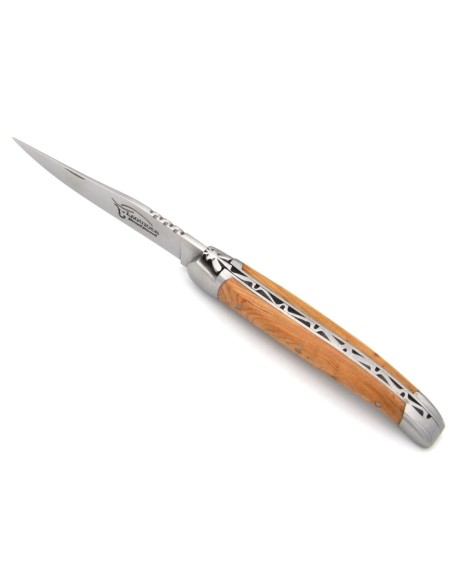 Laguiole pocket knife, 11 cm, forged bee, juniper handle with matt bolsters