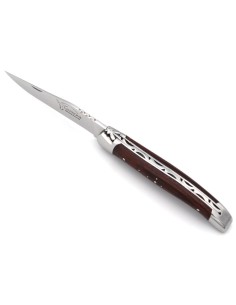 Laguiole Klappmesser, 11cm, Geschmiedete Biene, Heftbacken aus glänzendem Edelstahl, Griff aus Veilchenholz 2