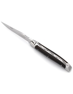 Laguiole Klappmesser, 11cm, Geschmiedete Biene, Heftbacken aus glänzendem Edelstahl, Griff aus Ebenholz 2