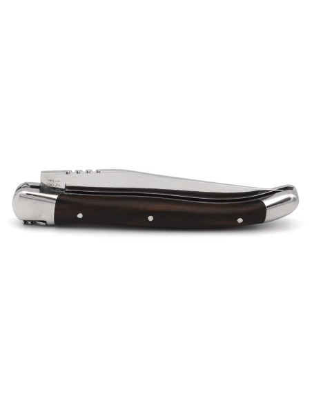 Laguiole pocket knife, 11 cm, forged bee, ebony wood handle with shiny bolsters