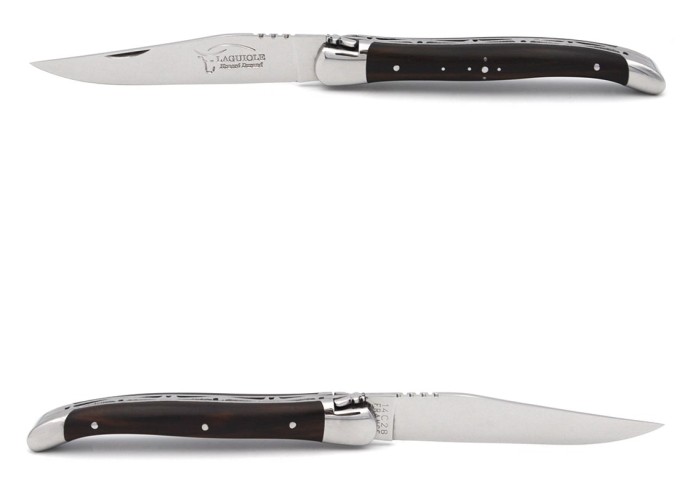 Laguiole pliant 11 cm, manche en ébène avec mitres inox