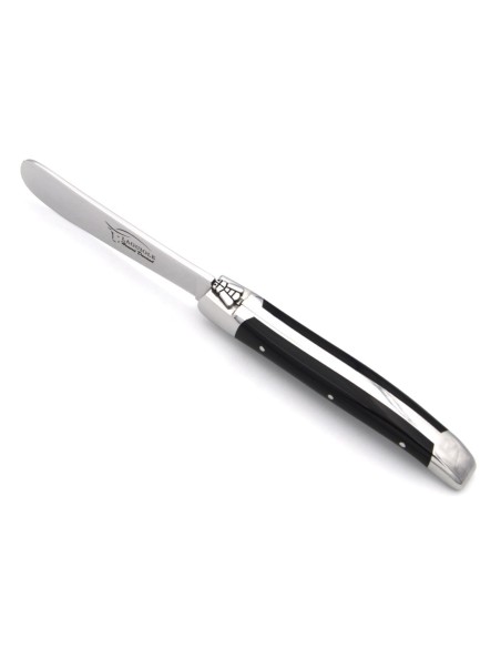 Laguiole Buttermesser, Heftbacken aus glänzendem Edelstahl, fein Griff aus Corian - schwarz