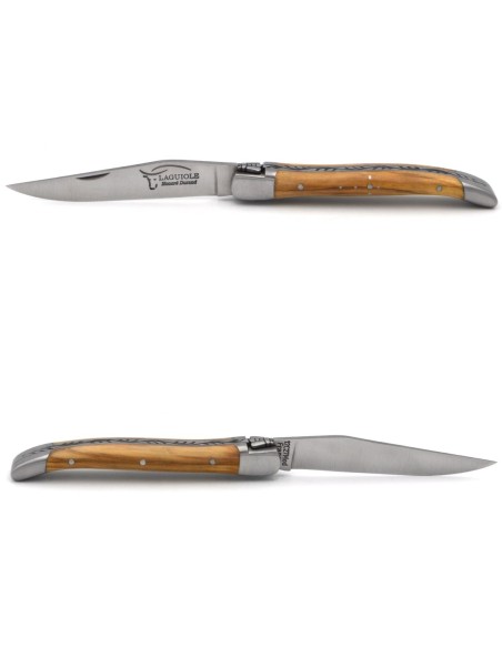 Laguiole pliant, 10cm, abeille soudée, mitres inox mat, lame seule