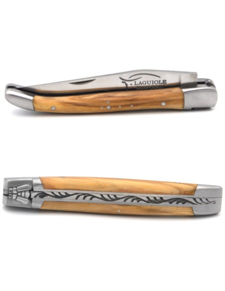 Laguiole pliant, 10cm, abeille soudée, mitres inox mat, lame seule