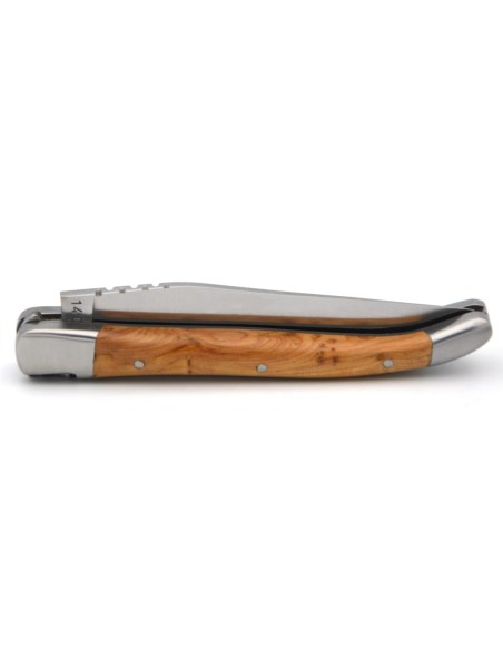 Laguiole pocket knife, 10 cm, forged bee, juniper handle with matt bolsters