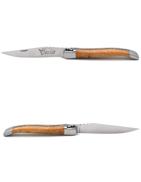 Laguiole pocket knife, 10 cm, forged bee, juniper handle with matt bolsters