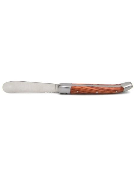 Couteau à beurre de Laguiole  avec ressort ciselé main. Manche galbé en bois de rose, finition inox mat