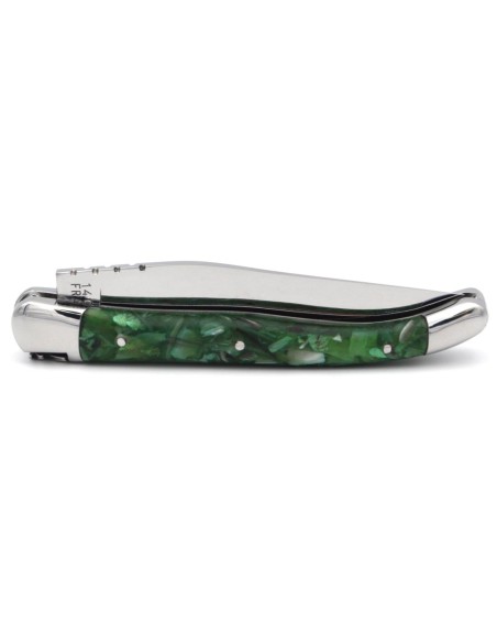 Laguiole pocket knife, 11 cm, recycled horn handle with shiny bolsters