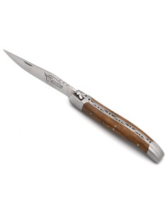 Laguiole Klappmesser, 10cm, Geschmiedete Biene, Heftbacken aus mattem Edelstahl, Griff aus Nussbaum 2
