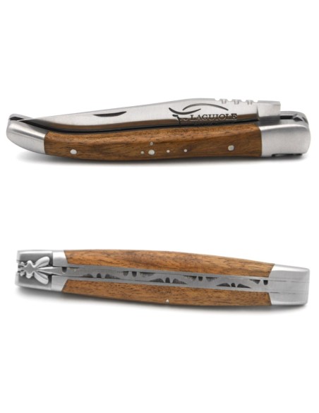 Laguiole pliant, 10cm, abeille forgée, manche en noyer, lame seule