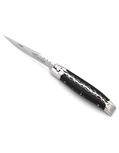Laguiole pliant, 10 cm, doubles platines, manche en bois d'ébène 2