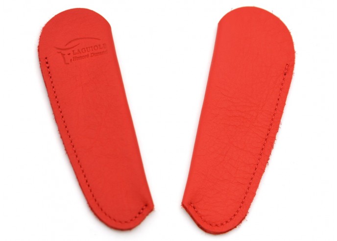 Leather pocket sheath with molded logo - Red