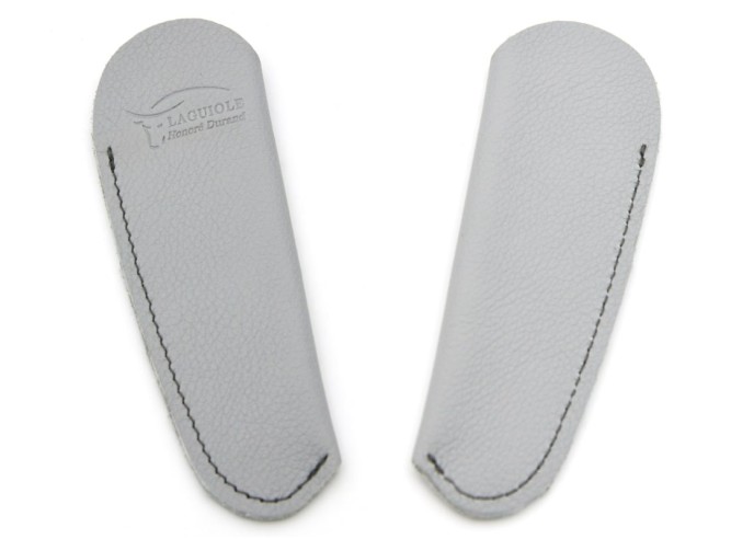 Étui cuir de poche avec logo en creux - Gris clair