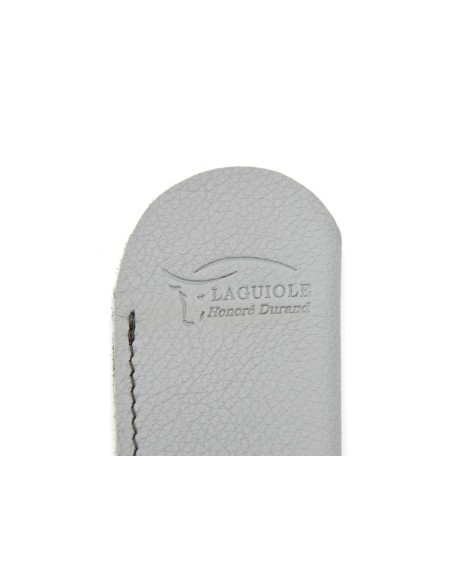 Étui cuir de poche avec logo en creux - Gris clair