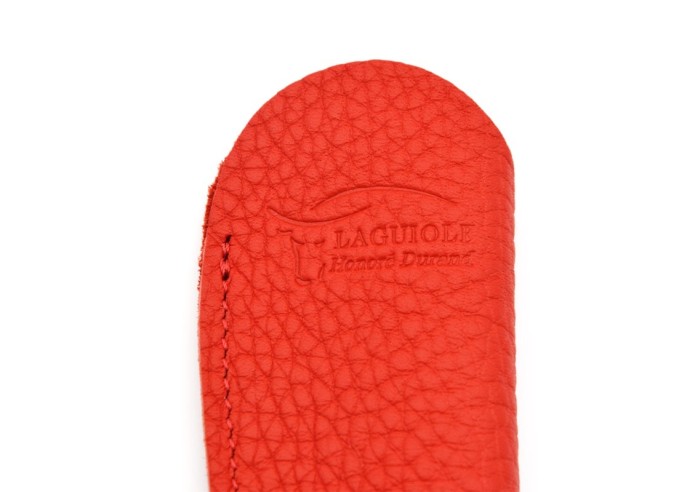 Étui cuir grainé de poche avec logo en creux - Rouge