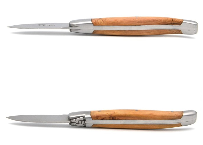 Couteaux à huîtres Laguiole, mitres inox mat, manche bois de cade